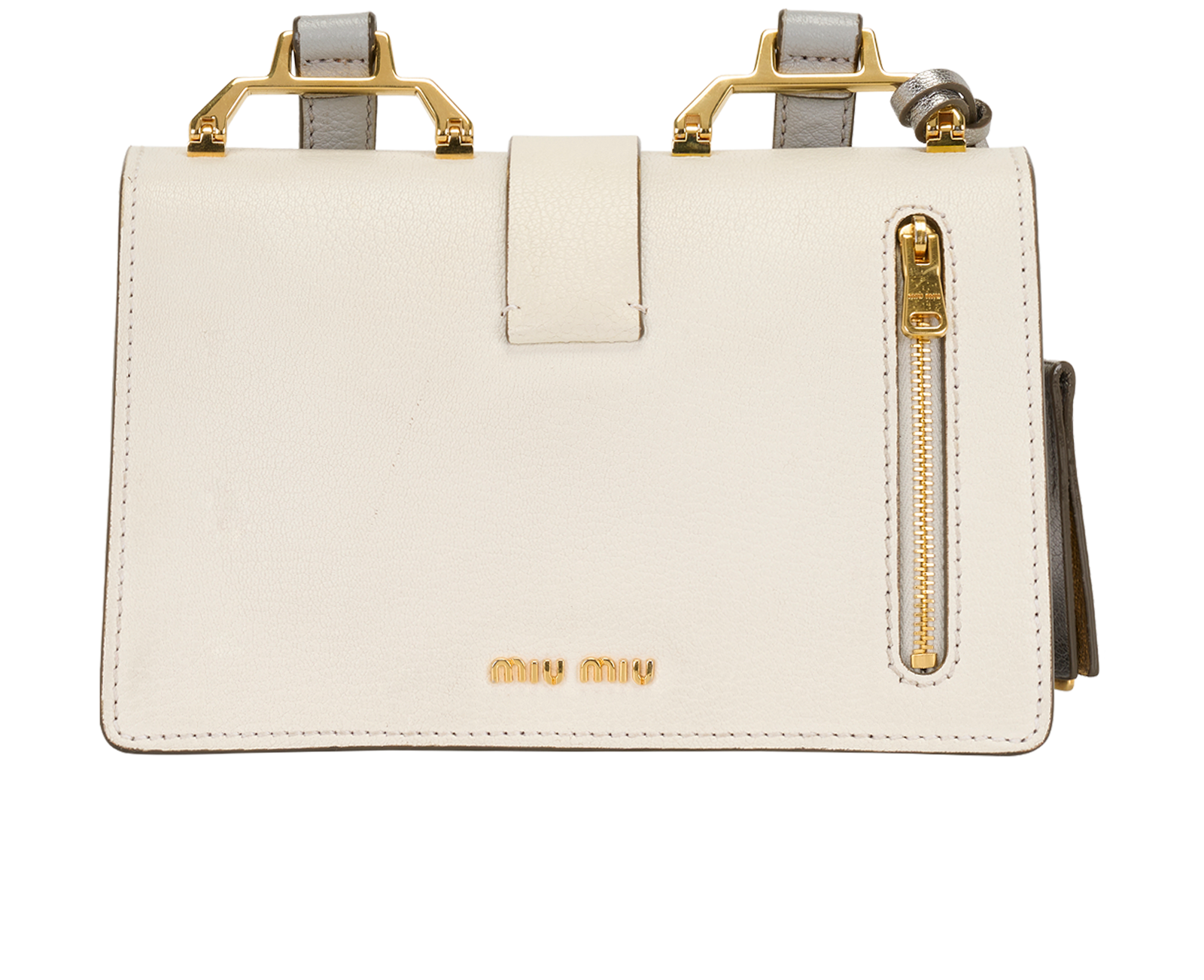 Madras Crossbody, &pound;350, Handbags, Grey/Silver/White, Leather, Back view